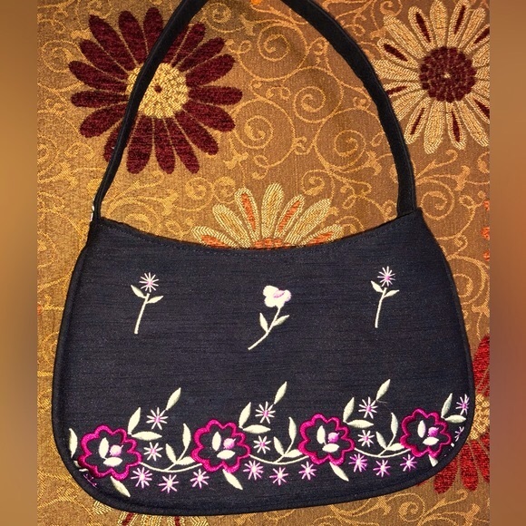 Vintage Liz Claiborne Bag with Flower Embroidery - Picture 1 of 7